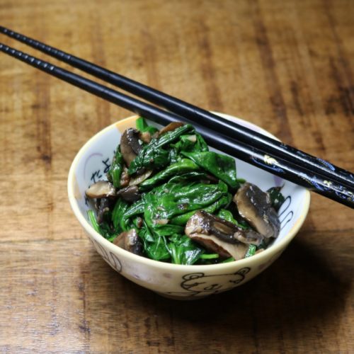 Garlicky Saut&eacute;ed Spinach with Mushrooms 1